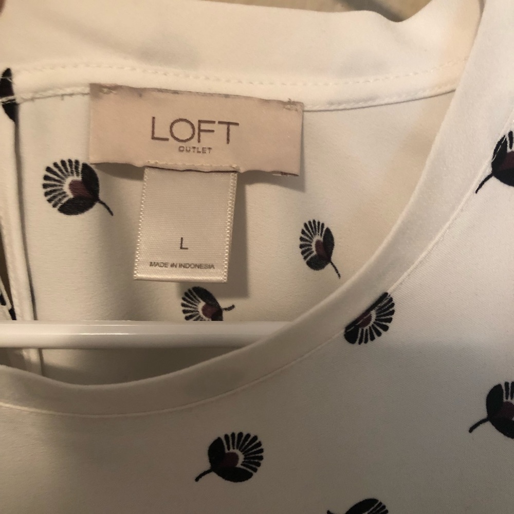 Loft White Purple and Black Top - Picture 3 of 5